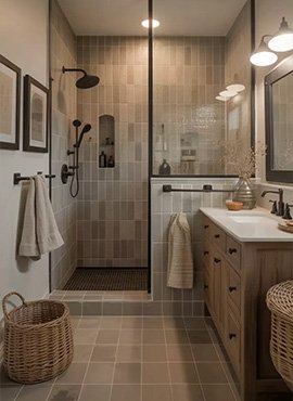 Tile Effect Shower Wall Panels for Apartment