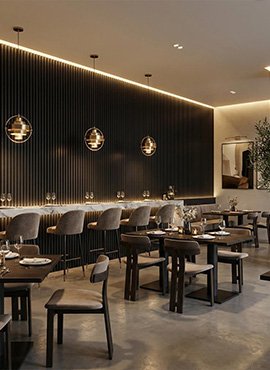 Black Wall Panel for Restaurant