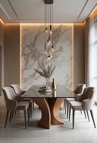 Marble Effect Dining Room Wall Panel for Hotel Restaurant