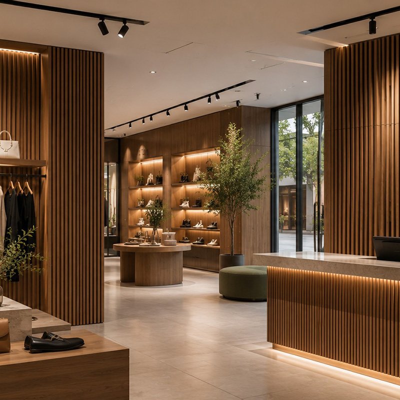 wooden wall panels are ideal for retail stores